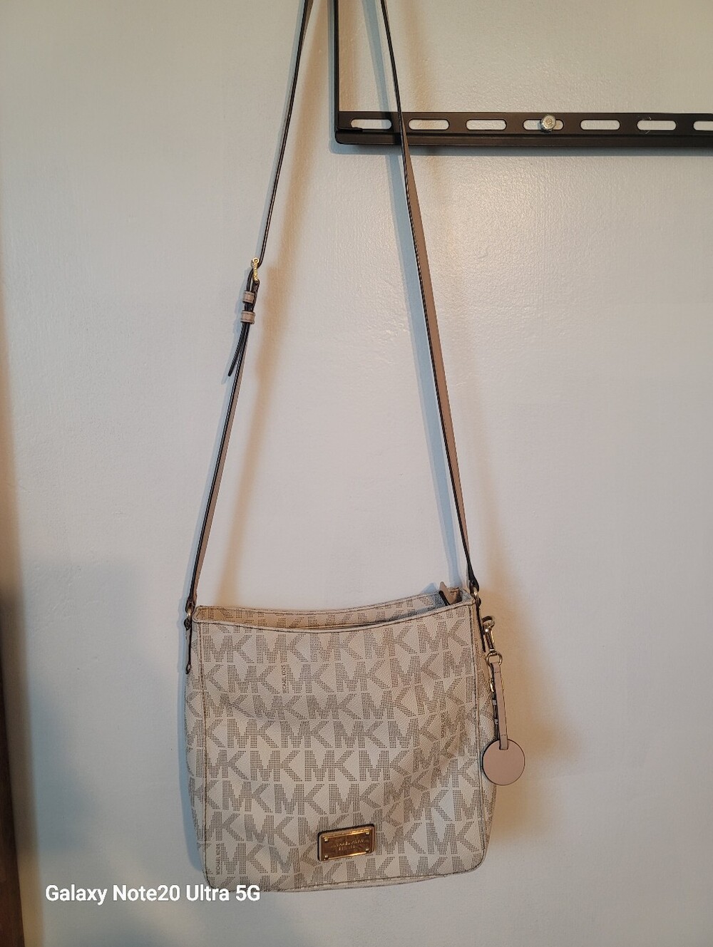 Michael Kors Beige Logo-Print Crossbody Shoulder Bag